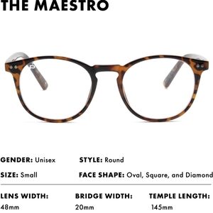 Prive Revaux Maestro Brown Tort 2.00 Blue Light filter Reading Glasses